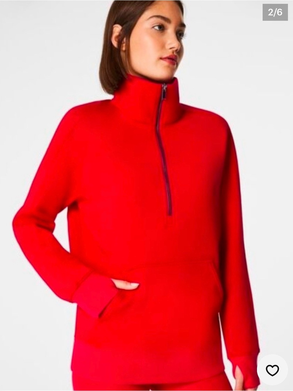 SPANX Red Half-Zip Air Essentials Luxe Half Zip
with pockets!